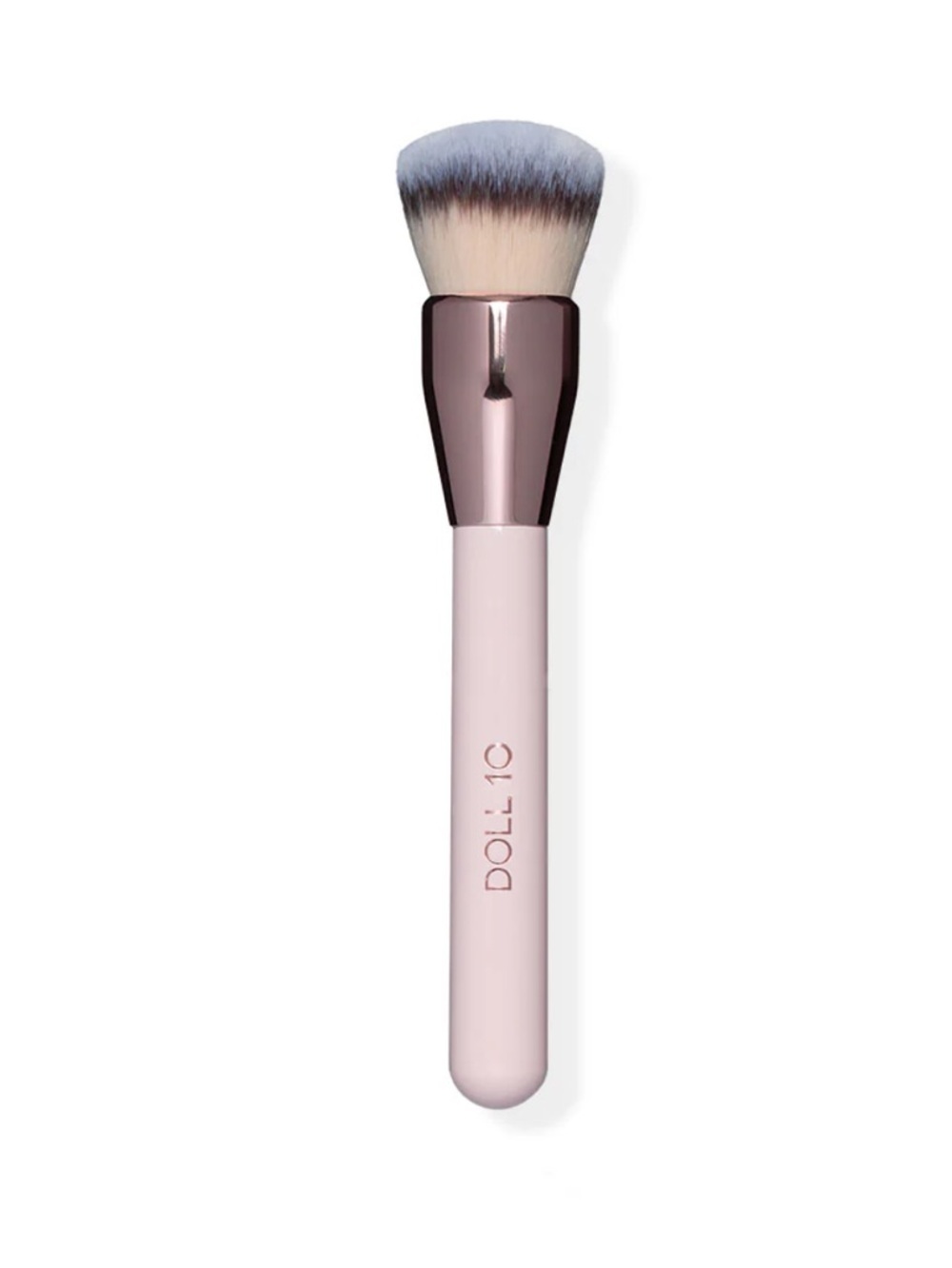 DOLL10 vegan Pink Dense Buffing Brush with Rose Gold Ferrule